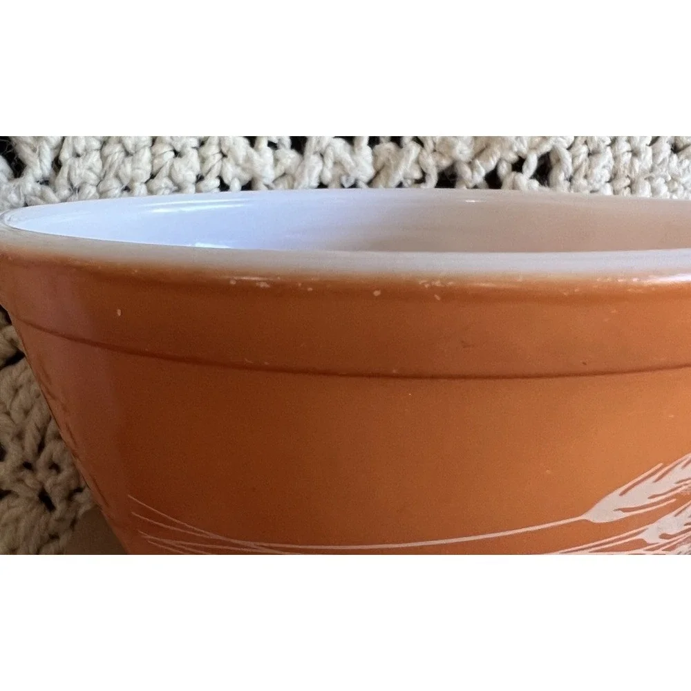 Pyrex 401 Orange Autumn Harvest Glass Round Shape Small Mixing Bowl
